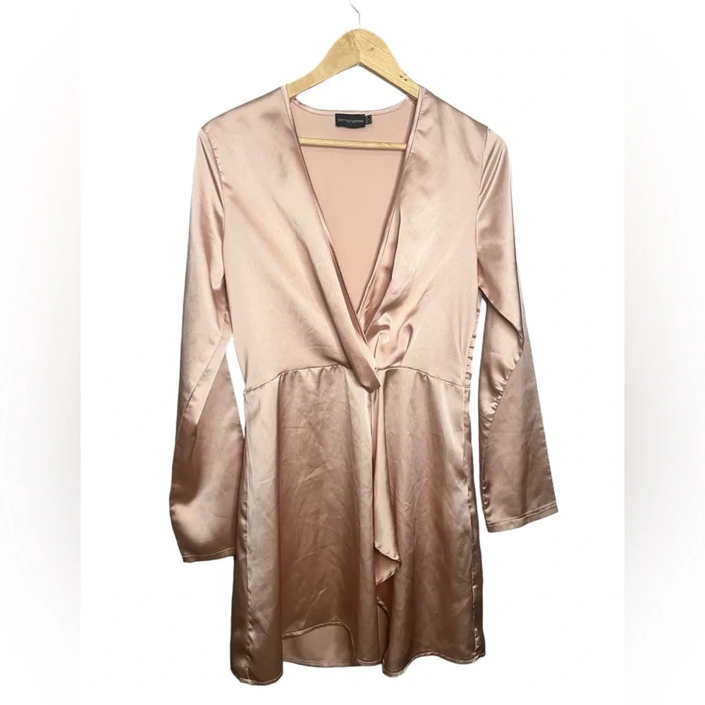 PrettyLittleThing Satin Blush Dress - Picture 5 of 7